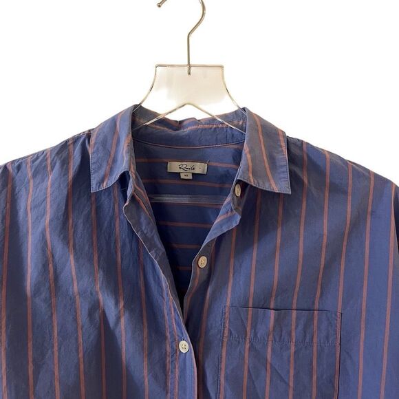 Rails Blue Button Down Puff Sleeve Janae in Lima Stripe Sz XS - Picture 7 of 16